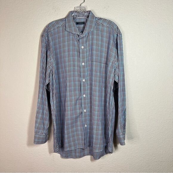 Turtleson Blue Purple Gingham Long Sleeves Button Down Shirt Mens Medium - Picture 1 of 7